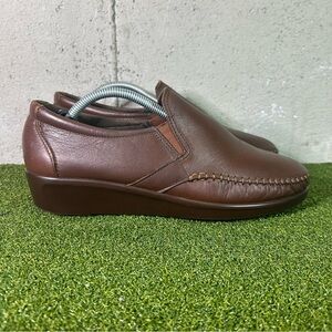 SAS Dream Brown Leather Wedge Slip On Loafers Shoes Women’s 8 Medium